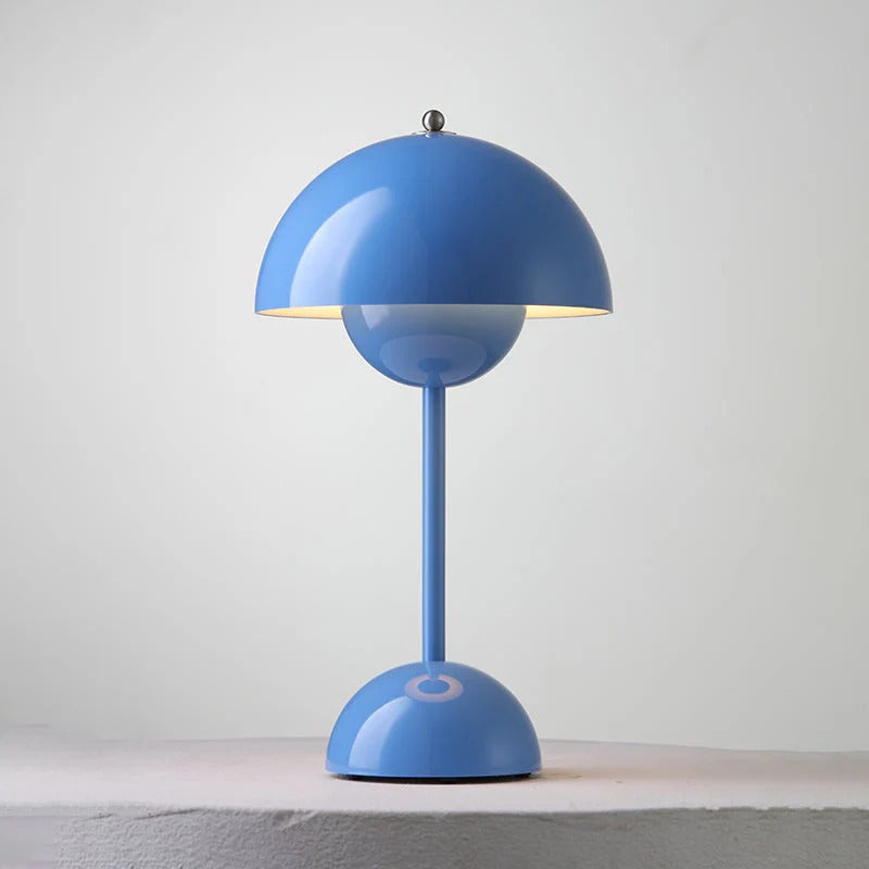 Cordless LED Table Lamp Metal Dome | USB Rechargeable Battery | Portable Ambient Lighting for Bedside and Reading Desk