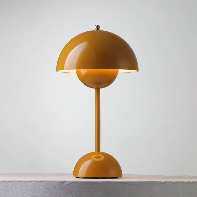 Cordless LED Table Lamp Metal Dome | USB Rechargeable Battery | Portable Ambient Lighting for Bedside and Reading Desk