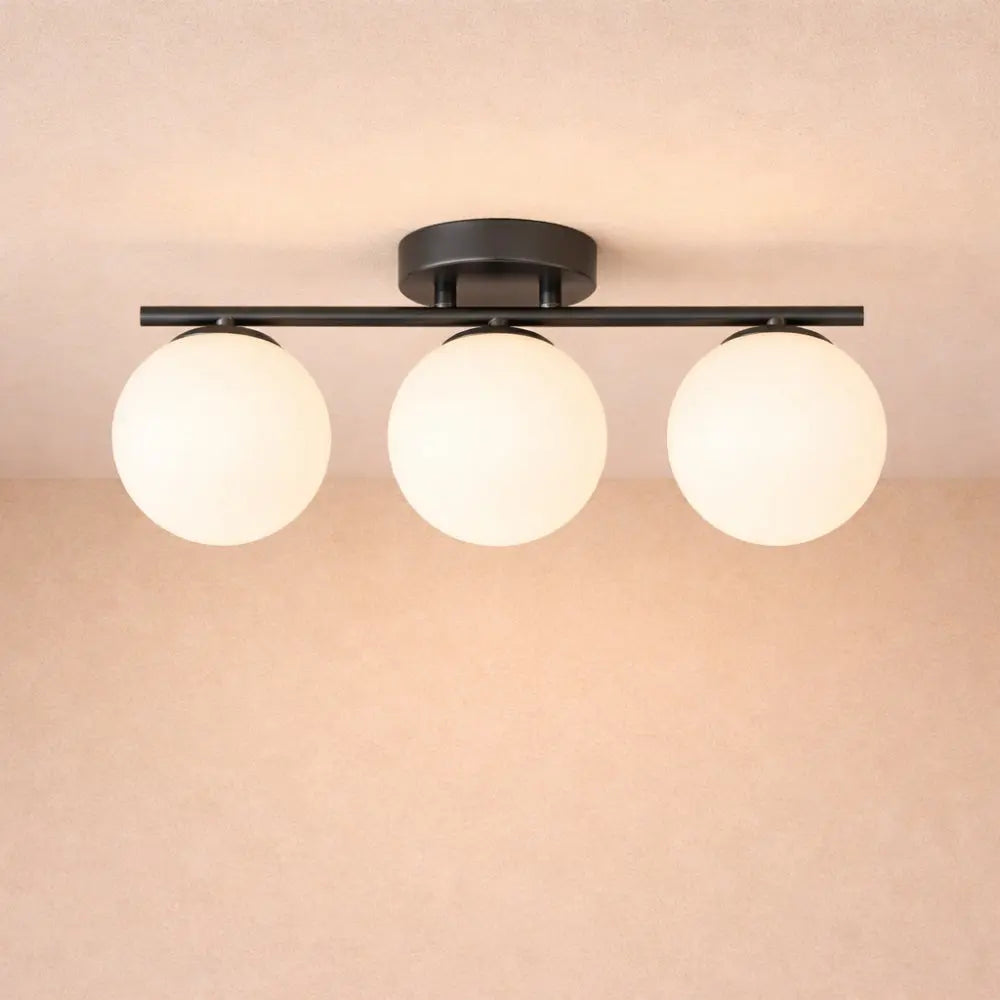 LED Ceiling Lamp Iron and Glass | Dual Opaline Shades | Soft Diffused Glow for Balanced Interior Ambiance