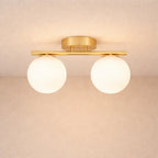 LED Ceiling Lamp Iron and Glass | Dual Opaline Shades | Soft Diffused Glow for Balanced Interior Ambiance