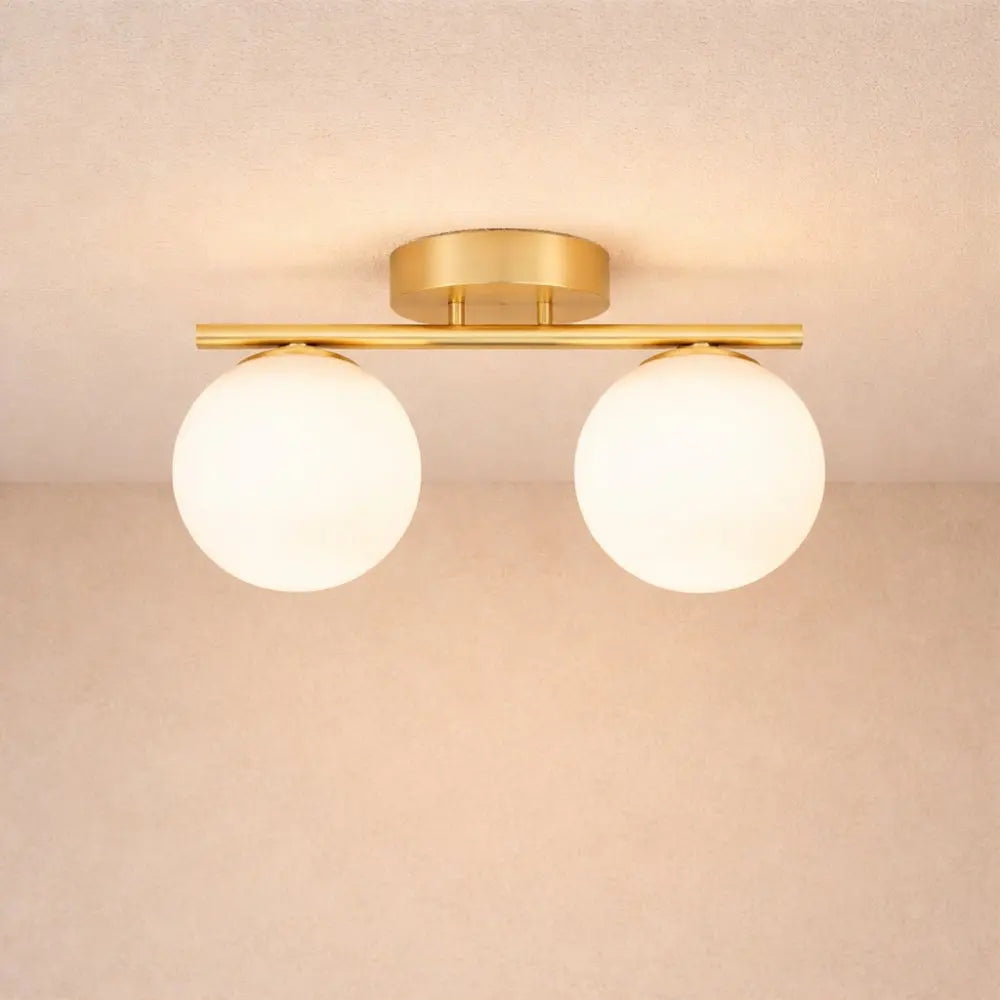 LED Ceiling Lamp Iron and Glass | Dual Opaline Shades | Soft Diffused Glow for Balanced Interior Ambiance