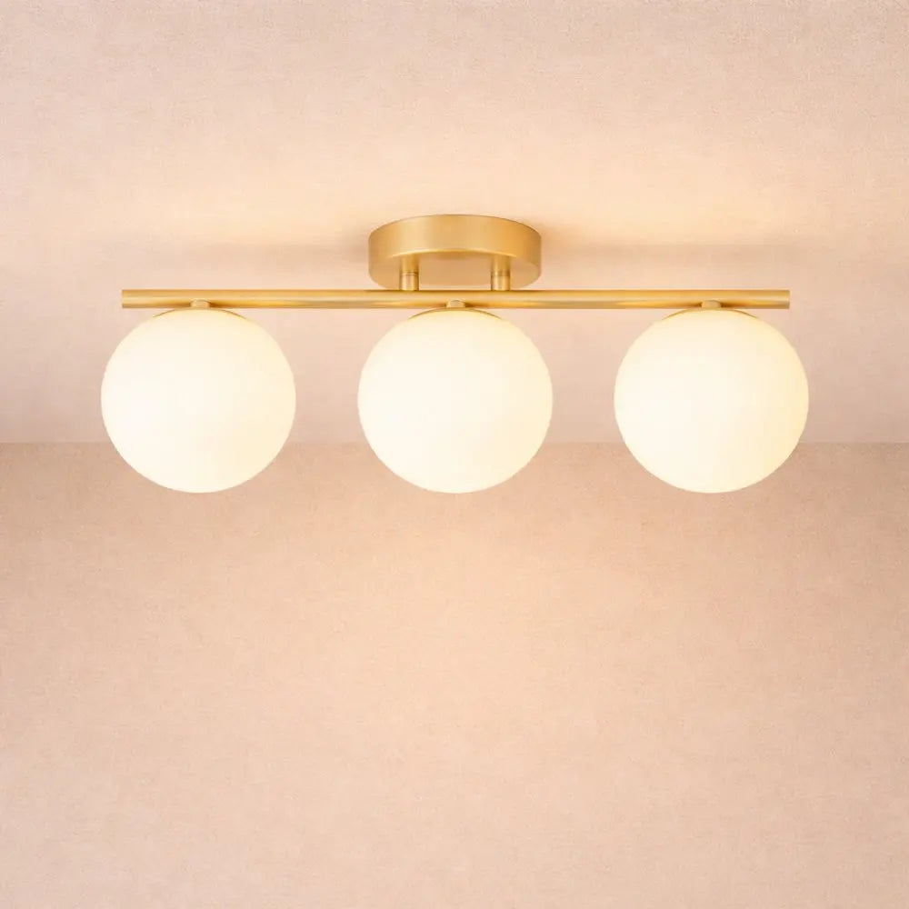 LED Ceiling Lamp Iron and Glass | Dual Opaline Shades | Soft Diffused Glow for Balanced Interior Ambiance