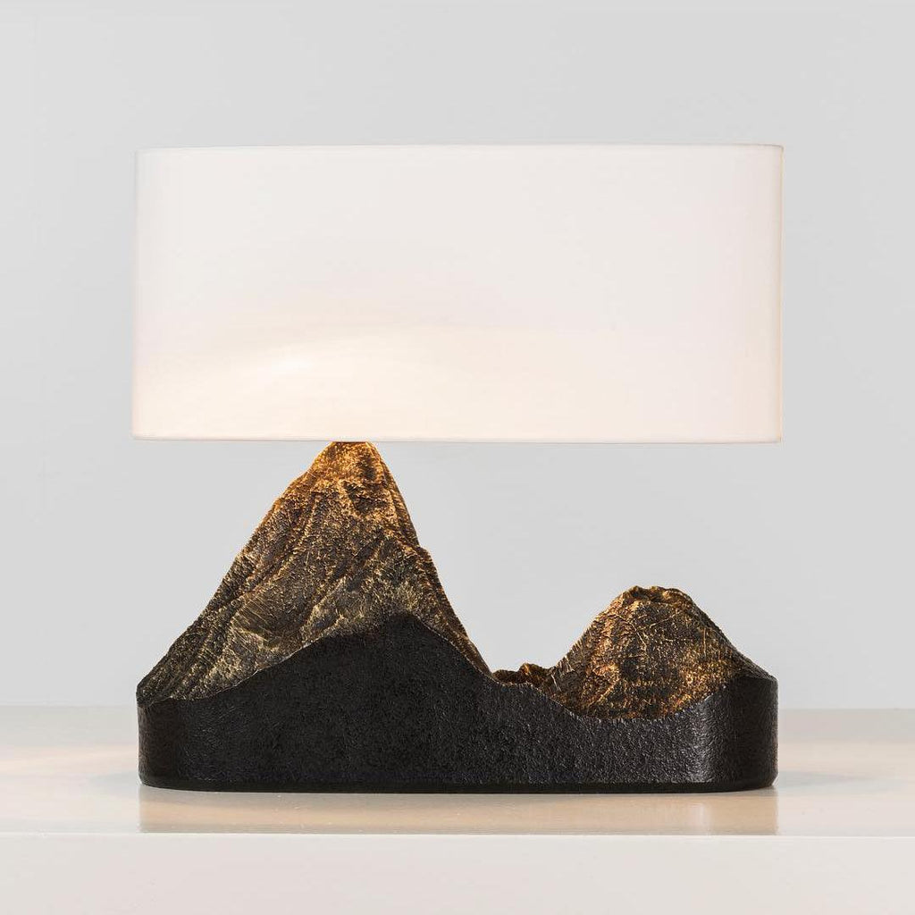 Resin Landscape Table Lamp Resin and Fabric Dia 35cm x H 42cm | Sculptural Modern Style | Soft Ambient Lighting for Living Rooms