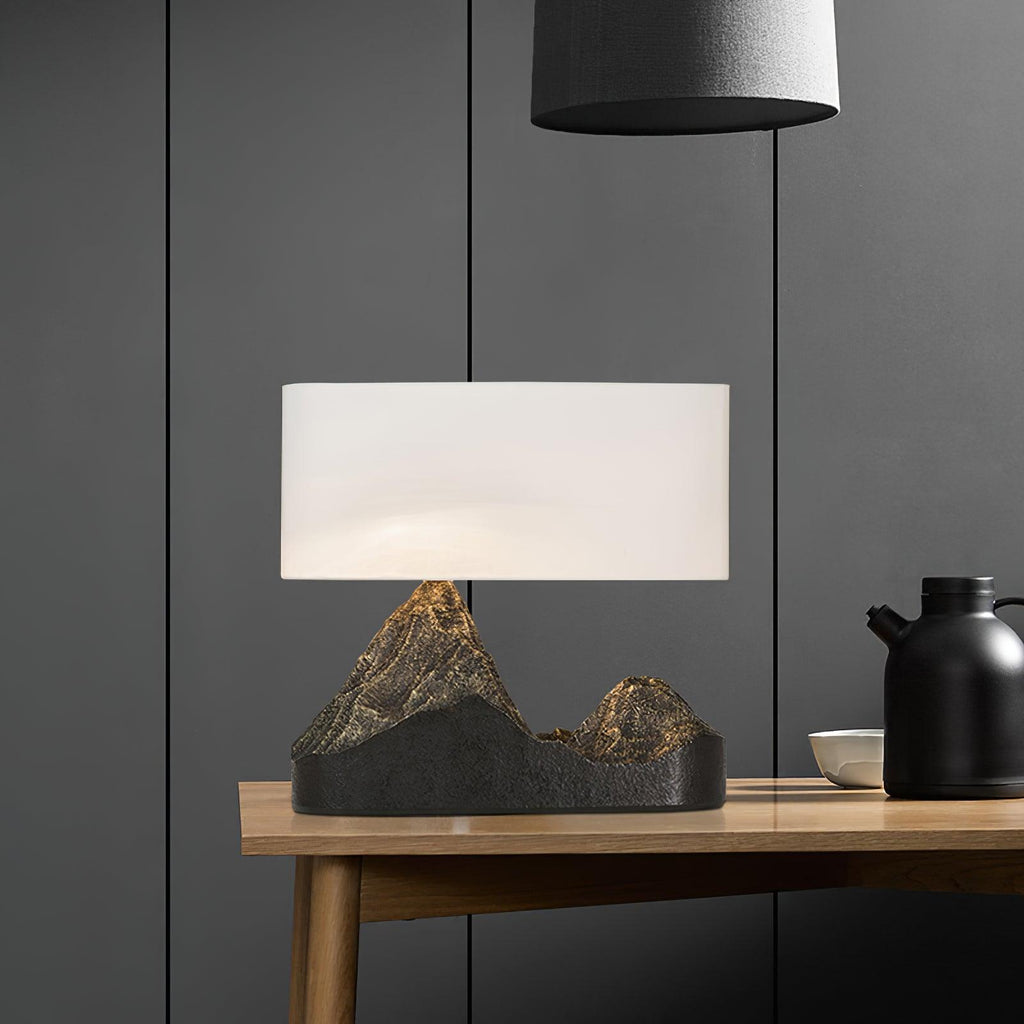 Resin Landscape Table Lamp Resin and Fabric Dia 35cm x H 42cm | Sculptural Modern Style | Soft Ambient Lighting for Living Rooms