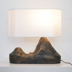 Resin Landscape Table Lamp Resin and Fabric Dia 35cm x H 42cm | Sculptural Modern Style | Soft Ambient Lighting for Living Rooms
