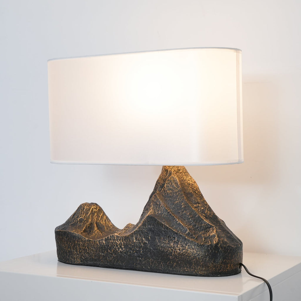 Resin Landscape Table Lamp Resin and Fabric Dia 35cm x H 42cm | Sculptural Modern Style | Soft Ambient Lighting for Living Rooms