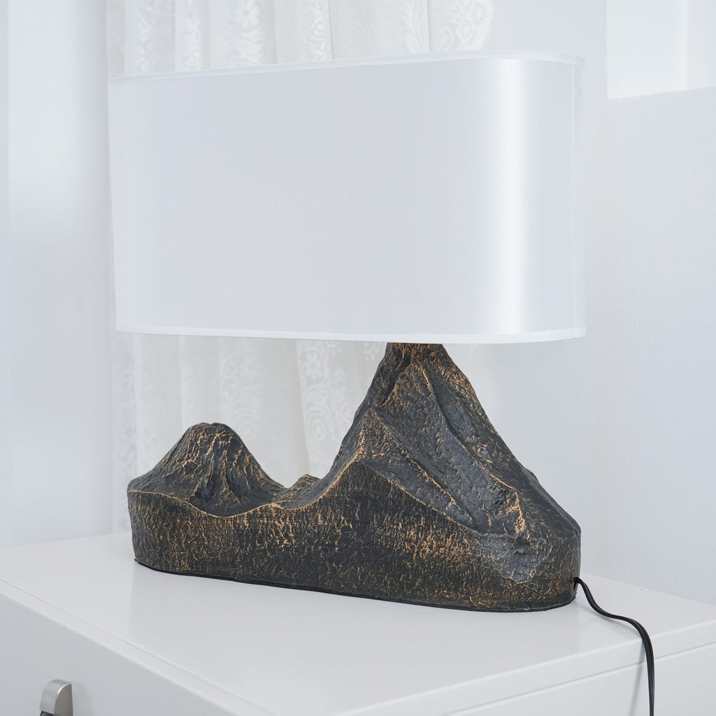 Resin Landscape Table Lamp Resin and Fabric Dia 35cm x H 42cm | Sculptural Modern Style | Soft Ambient Lighting for Living Rooms