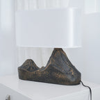 Resin Landscape Table Lamp Resin and Fabric Dia 35cm x H 42cm | Sculptural Modern Style | Soft Ambient Lighting for Living Rooms