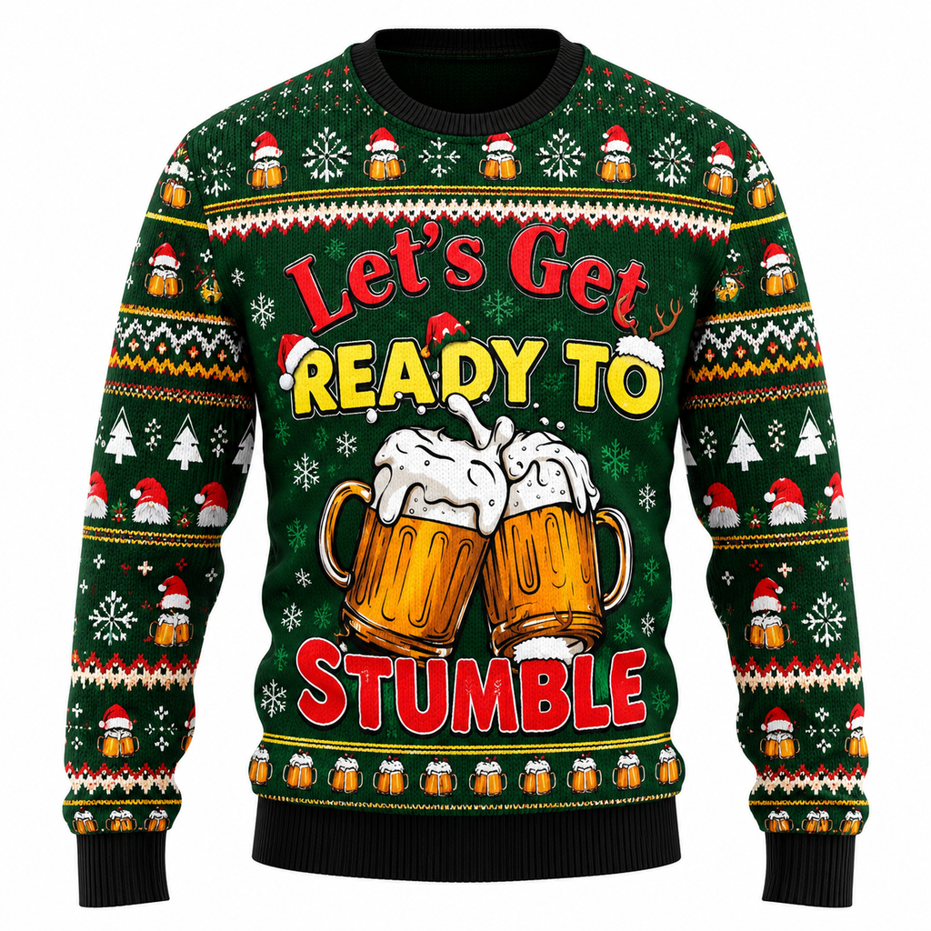 Men's Jingle Beers Christmas Sweater – Funny 3D Printed Unisex Holiday Pullover