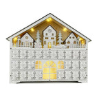 Wooden Advent Calendar with LED Lights - 24 Fillable Compartments for Reusable Christmas Holiday Home Decoration