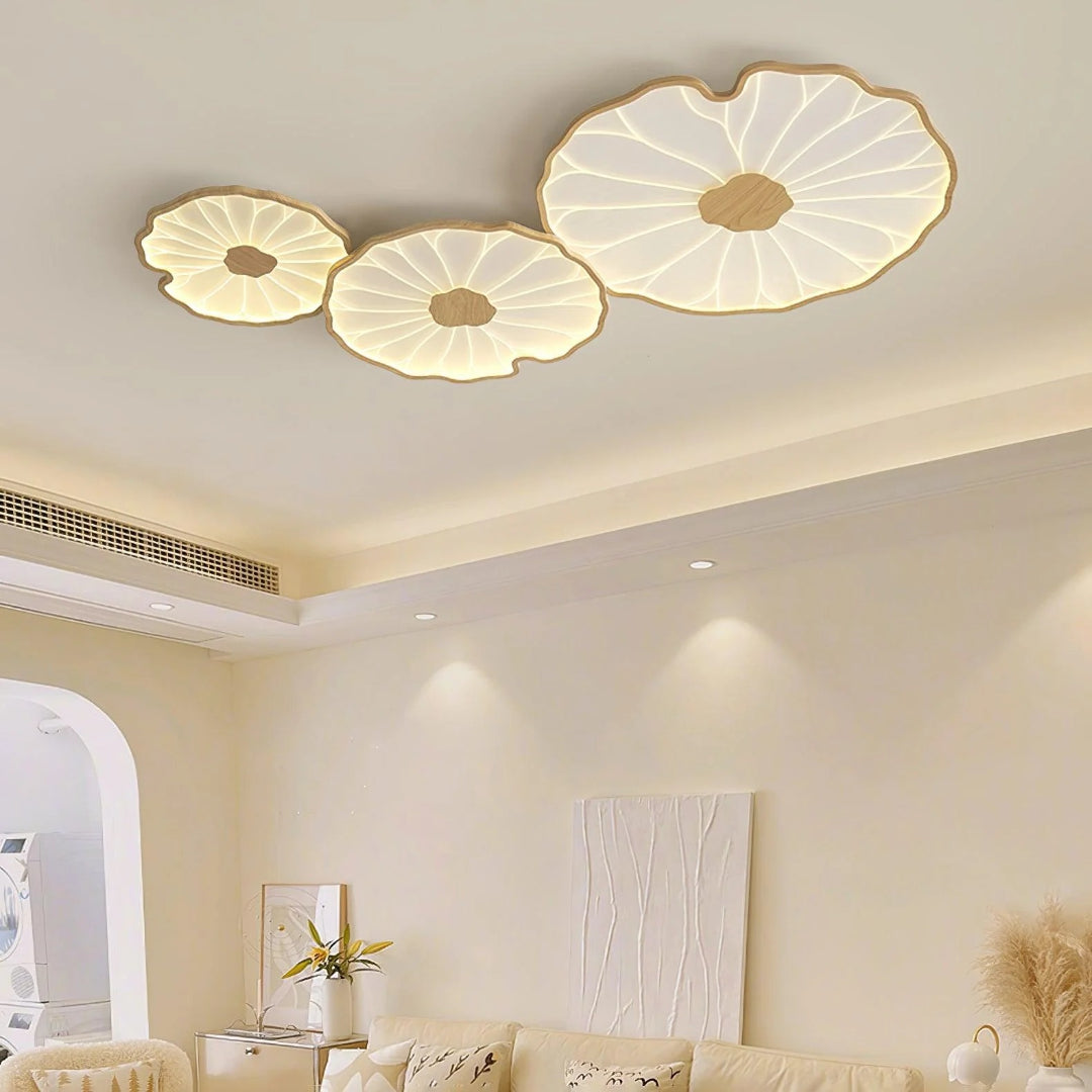 Leaf-Shaped Wooden LED Ceiling Light