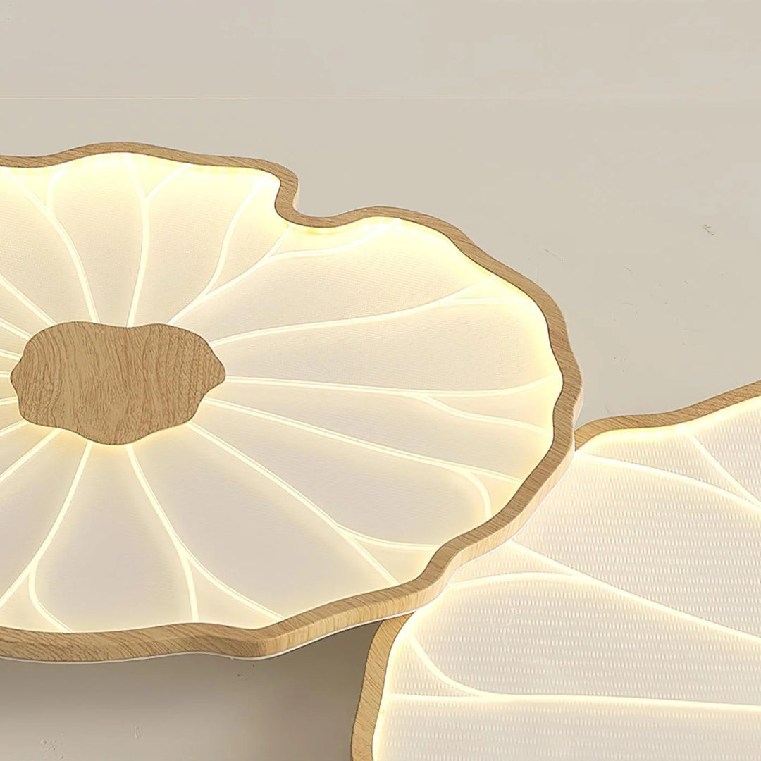 Leaf-Shaped Wooden LED Ceiling Light