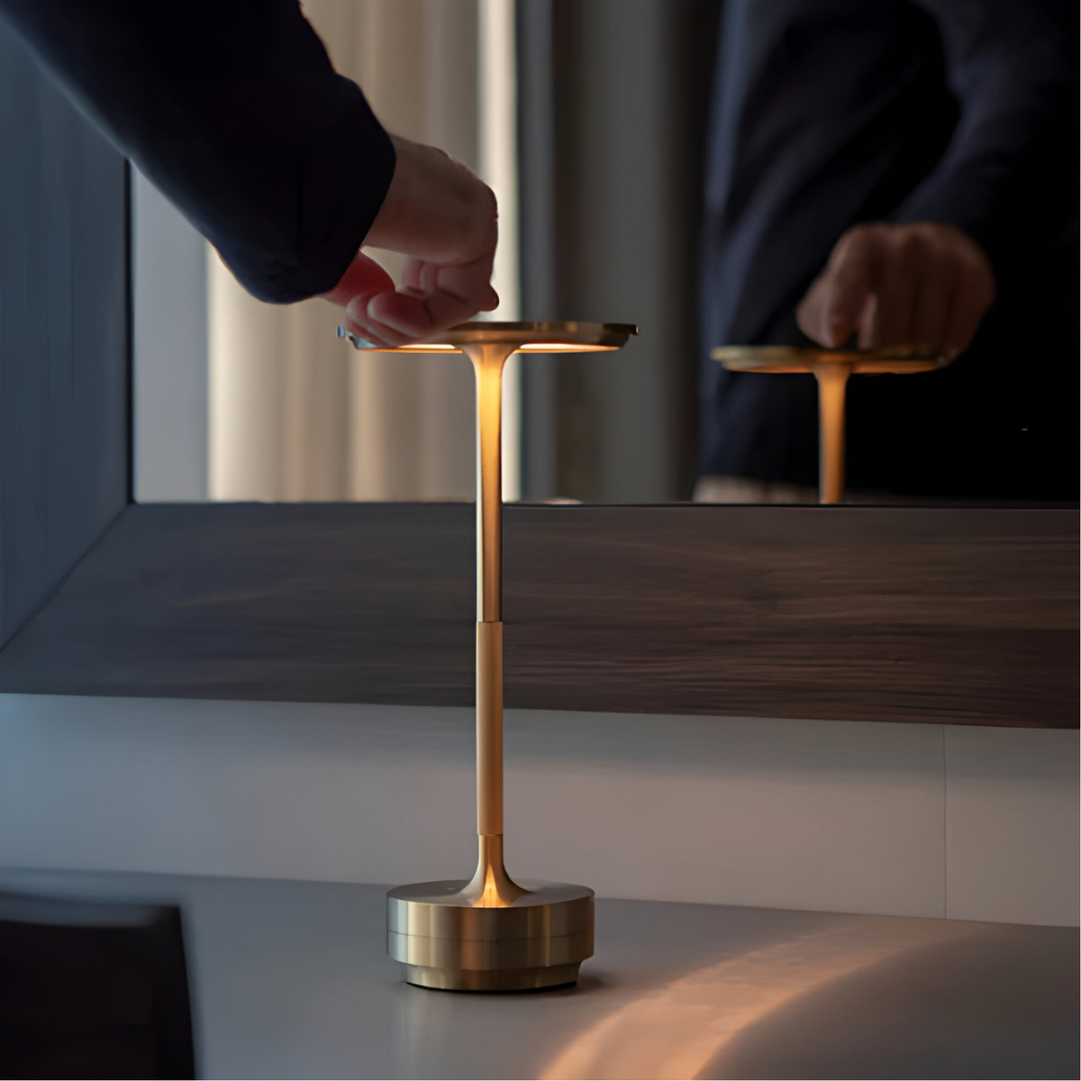 Wireless Table Lamp Metal | Dimmable Touch Control | Cordless Rechargeable LED Light for Modern Home and Office Use