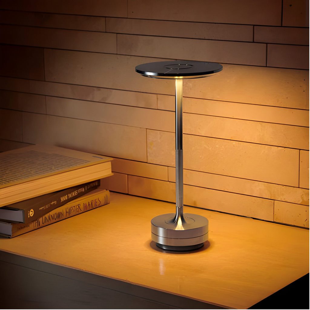 Wireless Table Lamp Metal | Dimmable Touch Control | Cordless Rechargeable LED Light for Modern Home and Office Use
