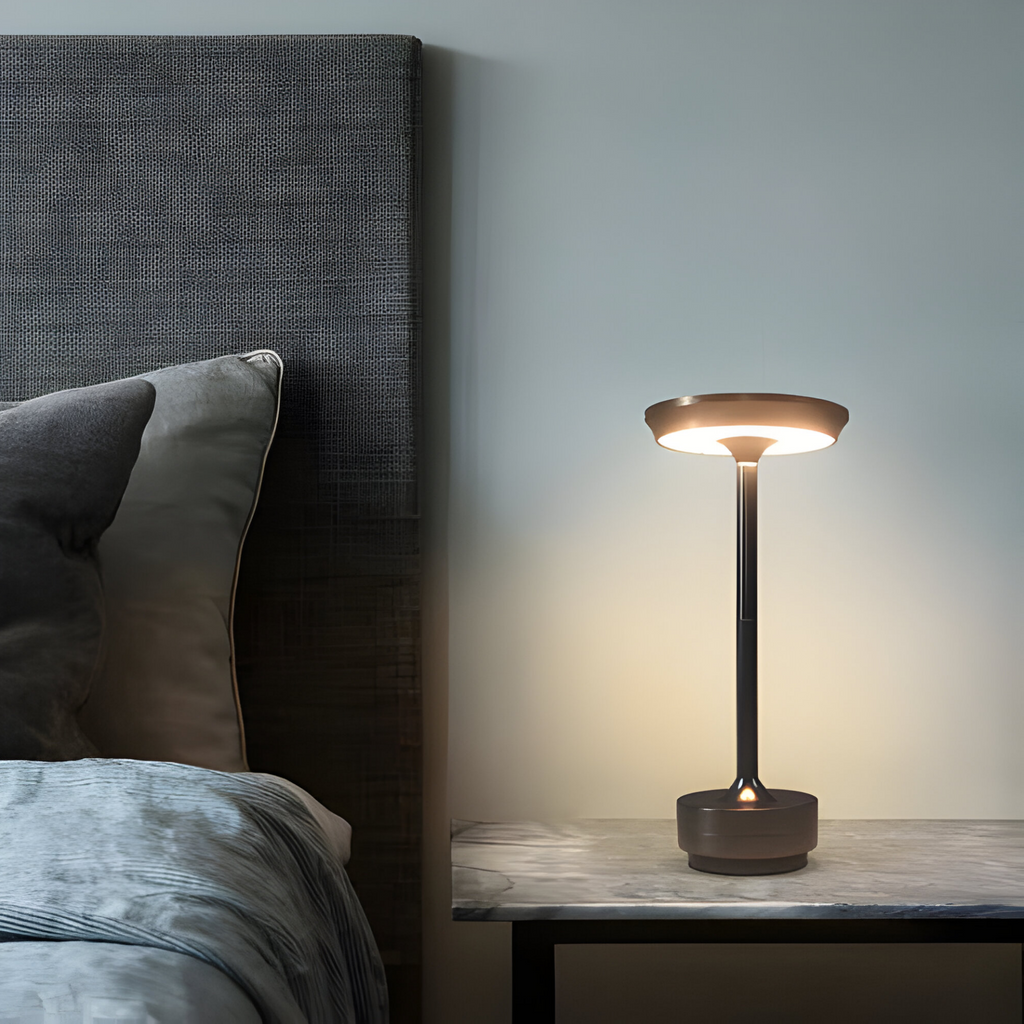 Wireless Table Lamp Metal | Dimmable Touch Control | Cordless Rechargeable LED Light for Modern Home and Office Use