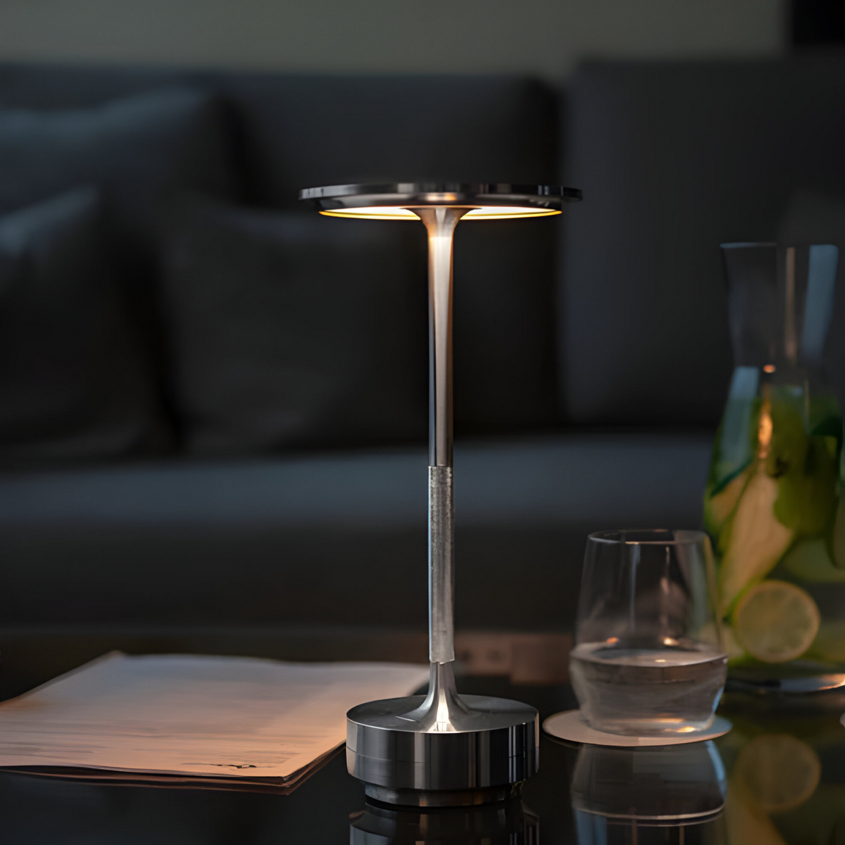 Wireless Table Lamp Metal | Dimmable Touch Control | Cordless Rechargeable LED Light for Modern Home and Office Use
