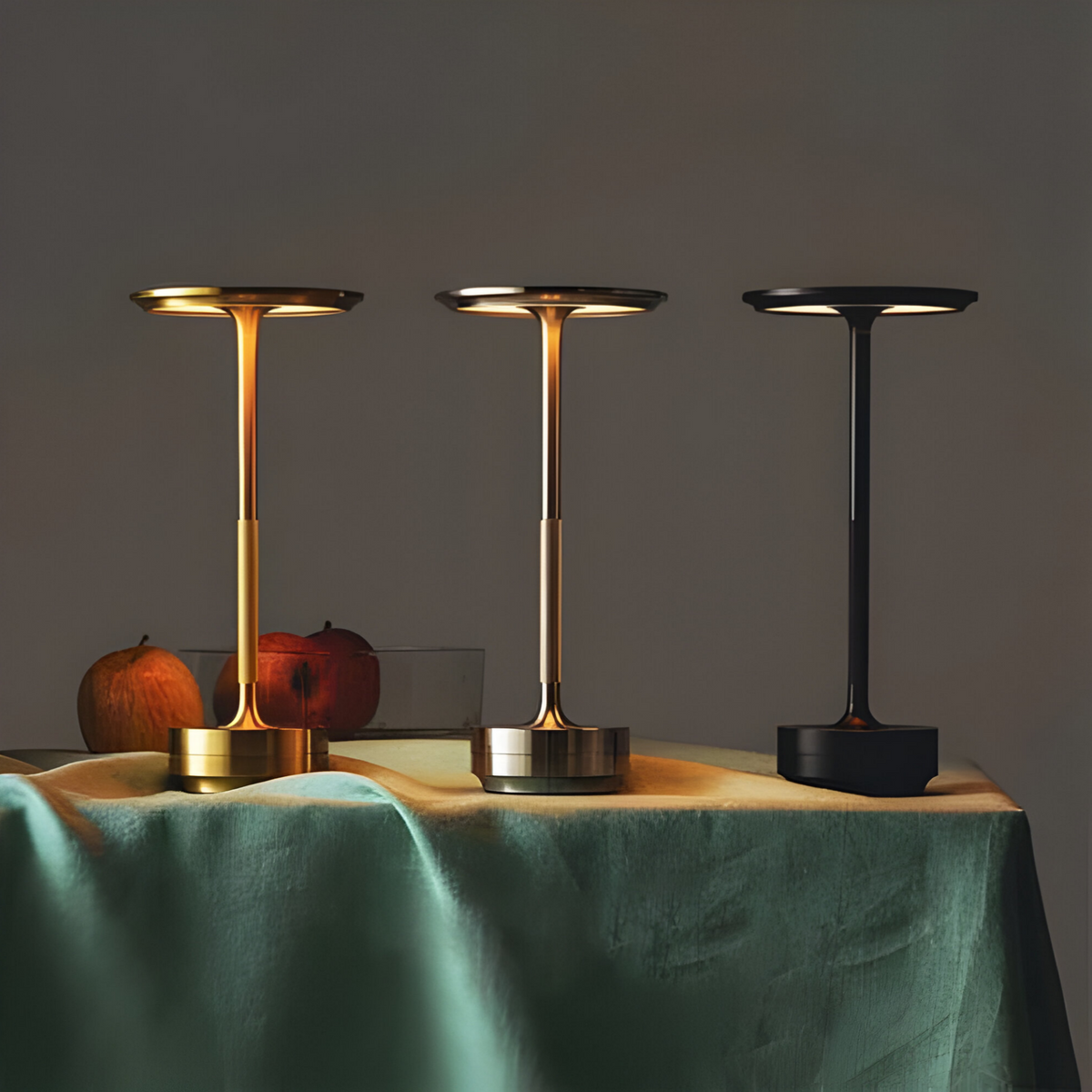 Wireless Table Lamp Metal | Dimmable Touch Control | Cordless Rechargeable LED Light for Modern Home and Office Use