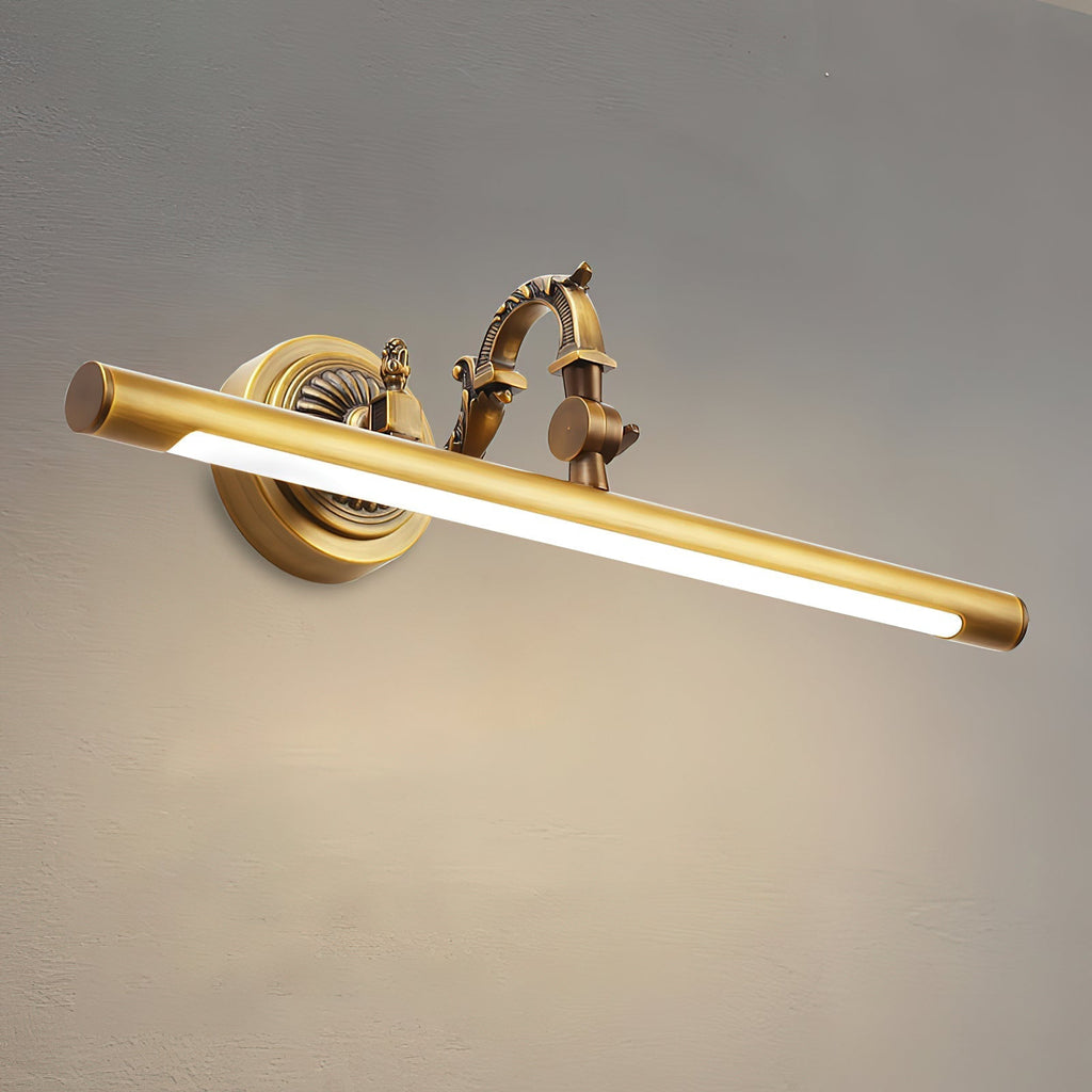 Indoor Wall Lamp Brass Body Integrated LED | Minimalist Linear Design for Bathroom Mirror Bedroom and Hallway Lighting