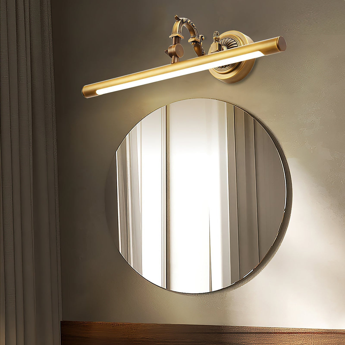 Indoor Wall Lamp Brass Body Integrated LED | Minimalist Linear Design for Bathroom Mirror Bedroom and Hallway Lighting