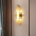 Wall Lamp Alabaster Metal | Modern Svelte Design | Natural Stone Veining for Warm Ambient Interior Lighting Effects and Decor