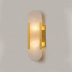 Wall Lamp Alabaster Metal | Modern Svelte Design | Natural Stone Veining for Warm Ambient Interior Lighting Effects and Decor