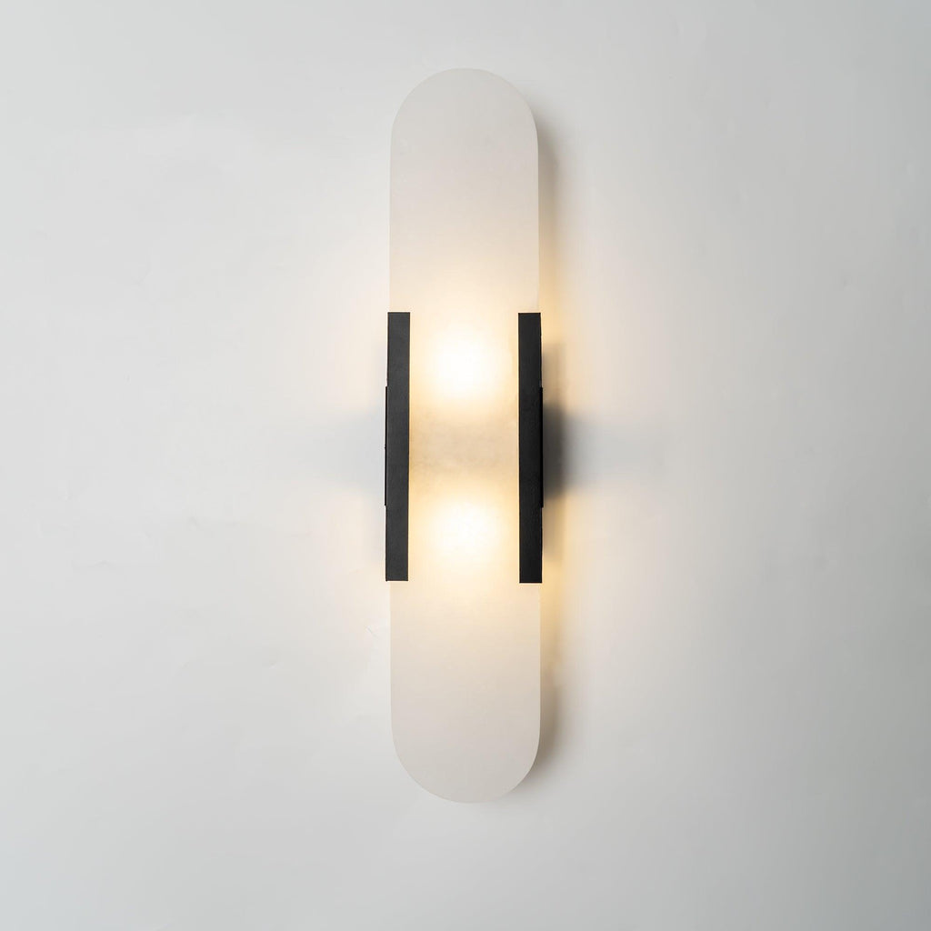 Wall Lamp Alabaster Metal | Modern Svelte Design | Natural Stone Veining for Warm Ambient Interior Lighting Effects and Decor