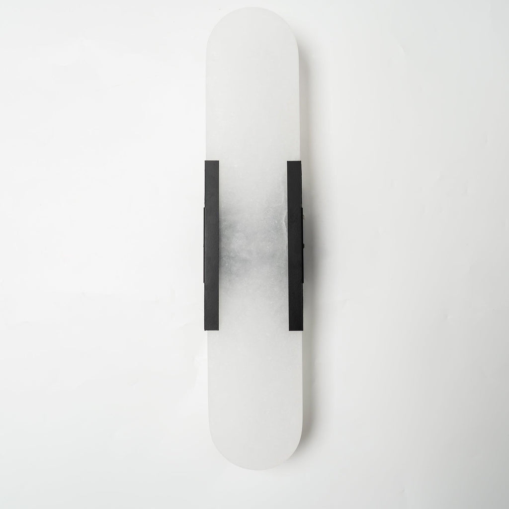 Wall Lamp Alabaster Metal | Modern Svelte Design | Natural Stone Veining for Warm Ambient Interior Lighting Effects and Decor