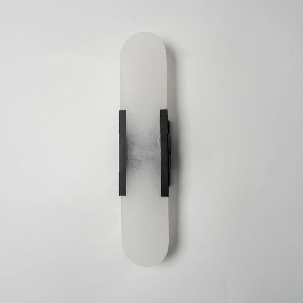 Wall Lamp Alabaster Metal | Modern Svelte Design | Natural Stone Veining for Warm Ambient Interior Lighting Effects and Decor