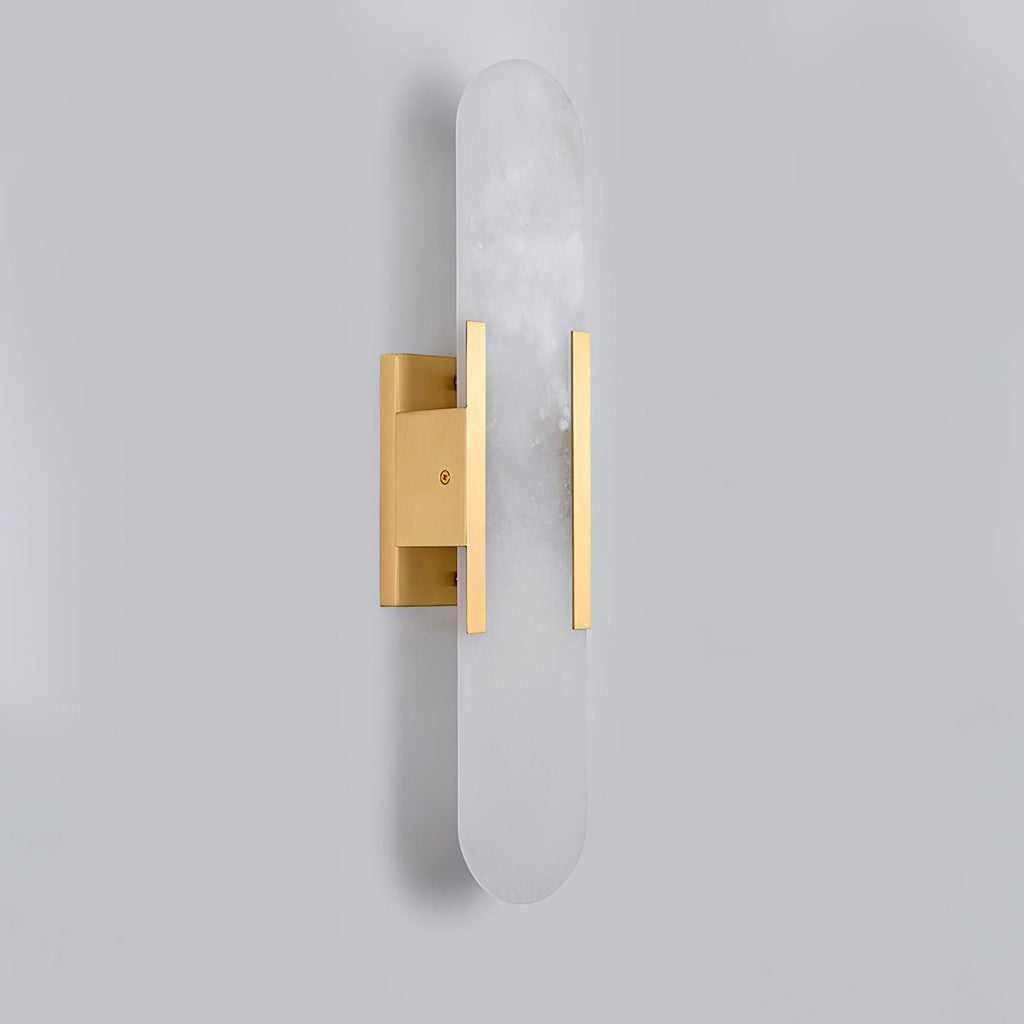 Wall Lamp Alabaster Metal | Modern Svelte Design | Natural Stone Veining for Warm Ambient Interior Lighting Effects and Decor