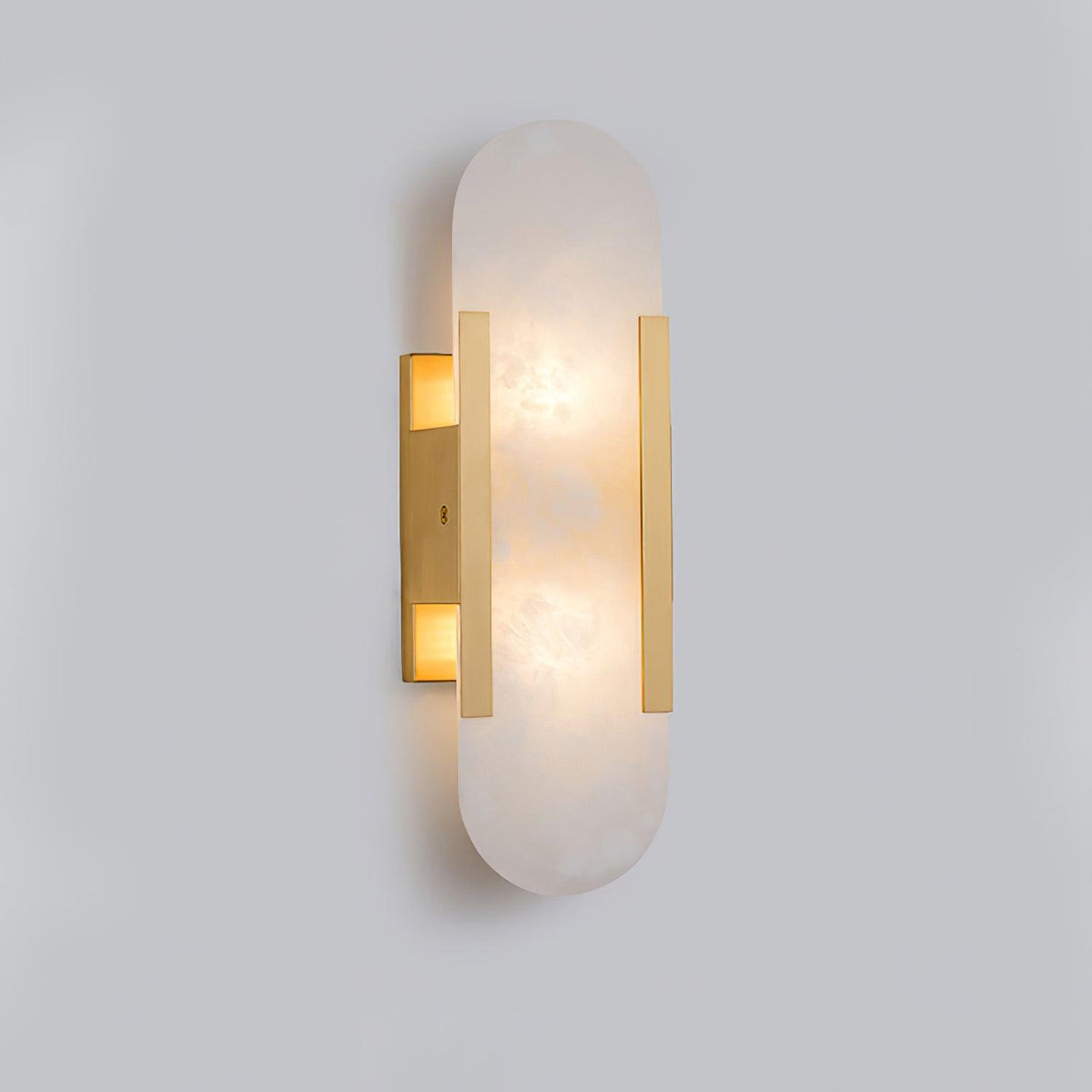 Wall Lamp Alabaster Metal | Modern Svelte Design | Natural Stone Veining for Warm Ambient Interior Lighting Effects and Decor