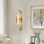 Wall Lamp Alabaster Metal | Modern Svelte Design | Natural Stone Veining for Warm Ambient Interior Lighting Effects and Decor