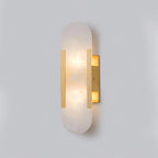 Wall Lamp Alabaster Metal | Modern Svelte Design | Natural Stone Veining for Warm Ambient Interior Lighting Effects and Decor