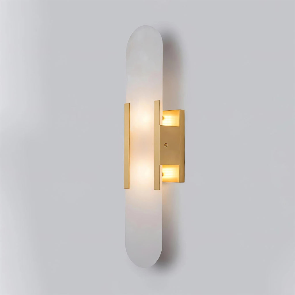 Wall Lamp Alabaster Metal | Modern Svelte Design | Natural Stone Veining for Warm Ambient Interior Lighting Effects and Decor