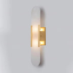 Wall Lamp Alabaster Metal | Modern Svelte Design | Natural Stone Veining for Warm Ambient Interior Lighting Effects and Decor