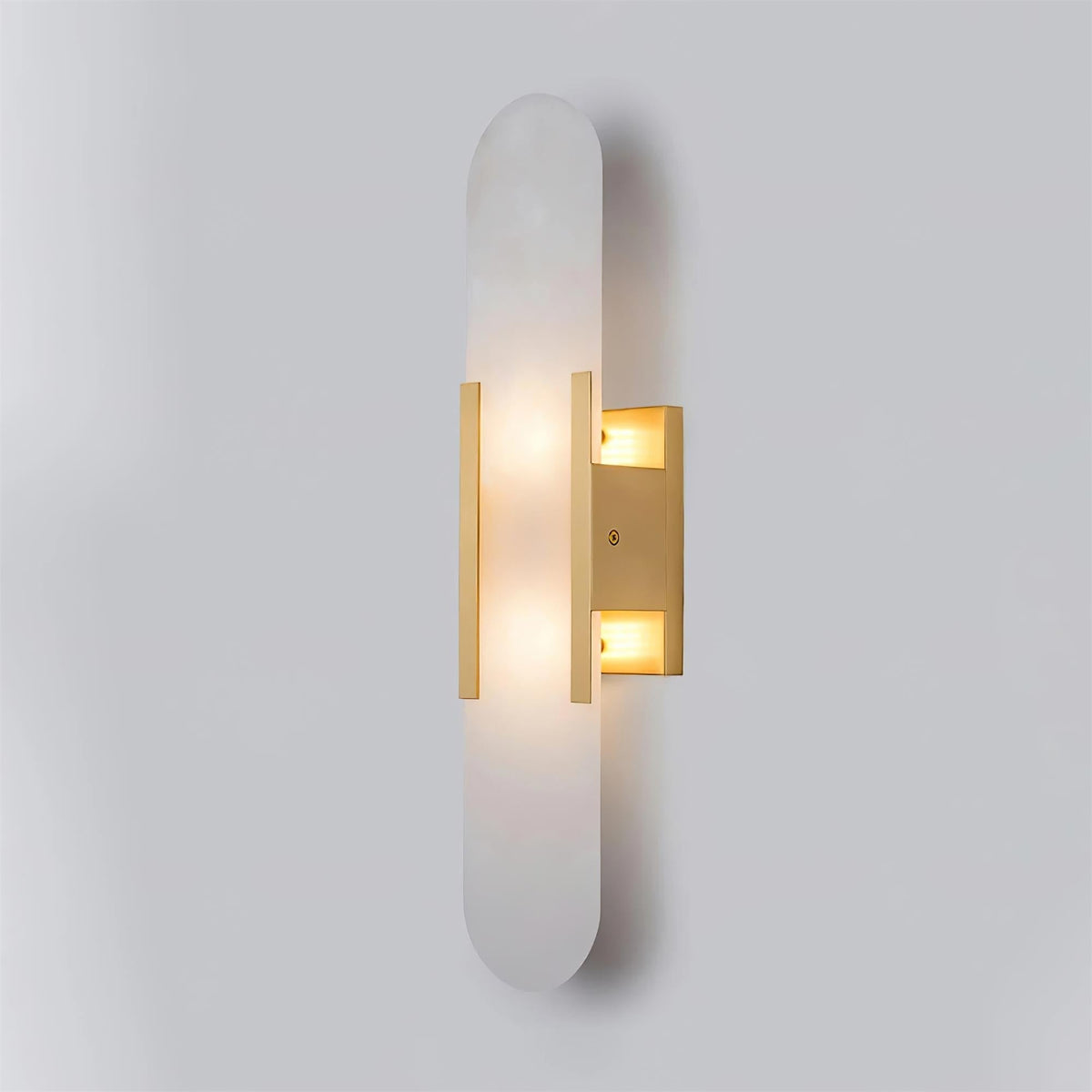 Wall Lamp Alabaster Metal | Modern Svelte Design | Natural Stone Veining for Warm Ambient Interior Lighting Effects and Decor