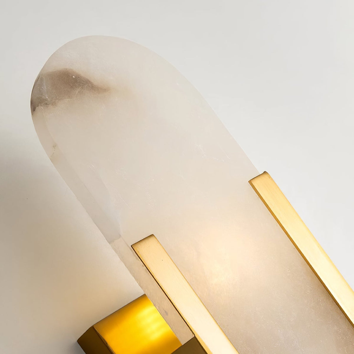 Wall Lamp Alabaster Metal | Modern Svelte Design | Natural Stone Veining for Warm Ambient Interior Lighting Effects and Decor