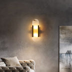 Wall Lamp Alabaster Metal | Modern Svelte Design | Natural Stone Veining for Warm Ambient Interior Lighting Effects and Decor