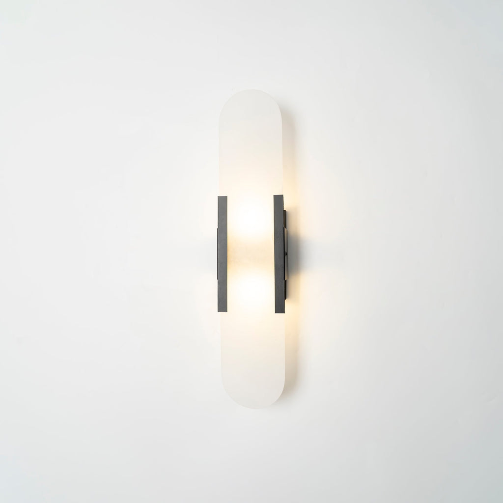 Wall Lamp Alabaster Metal | Modern Svelte Design | Natural Stone Veining for Warm Ambient Interior Lighting Effects and Decor