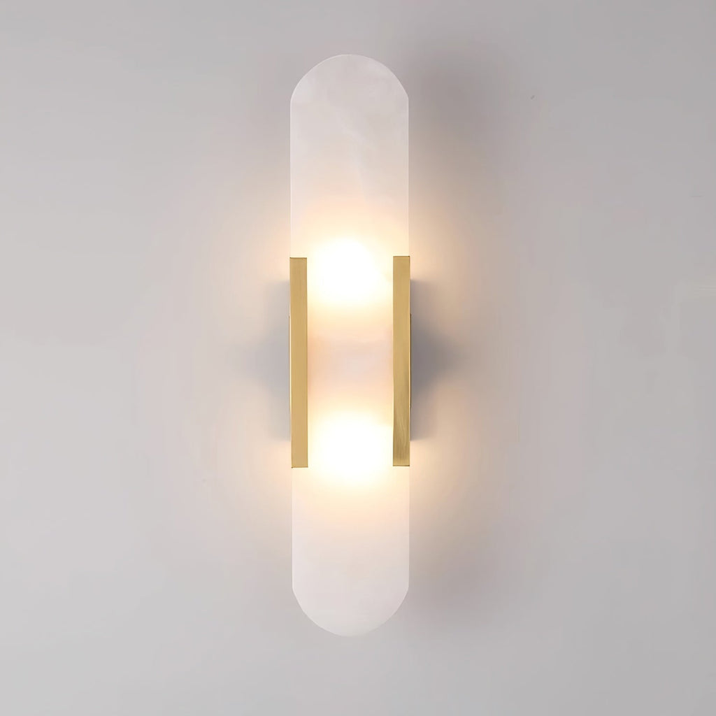 Wall Lamp Alabaster Metal | Modern Svelte Design | Natural Stone Veining for Warm Ambient Interior Lighting Effects and Decor