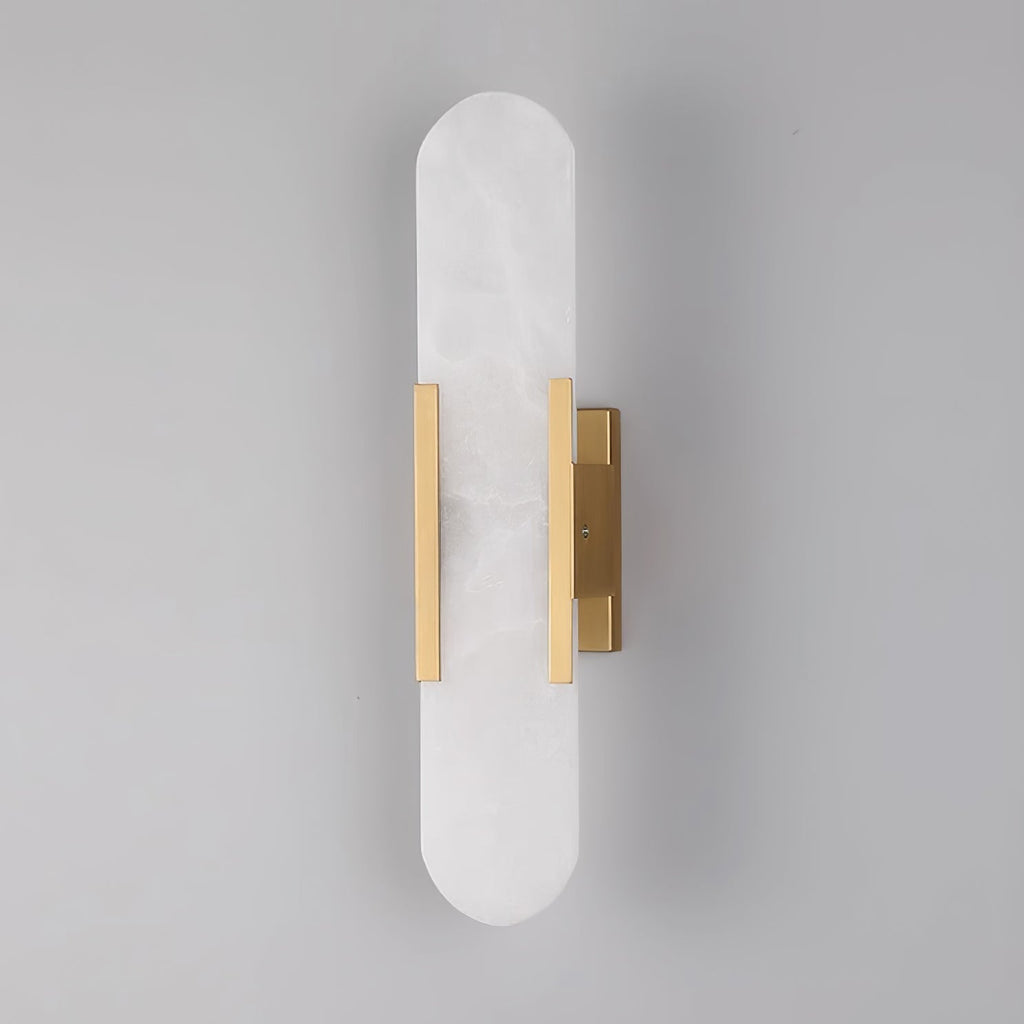 Wall Lamp Alabaster Metal | Modern Svelte Design | Natural Stone Veining for Warm Ambient Interior Lighting Effects and Decor