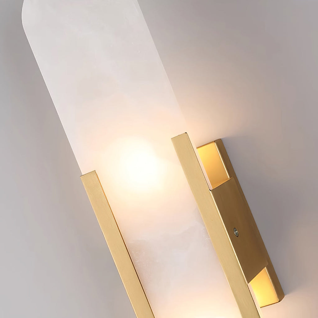 Wall Lamp Alabaster Metal | Modern Svelte Design | Natural Stone Veining for Warm Ambient Interior Lighting Effects and Decor