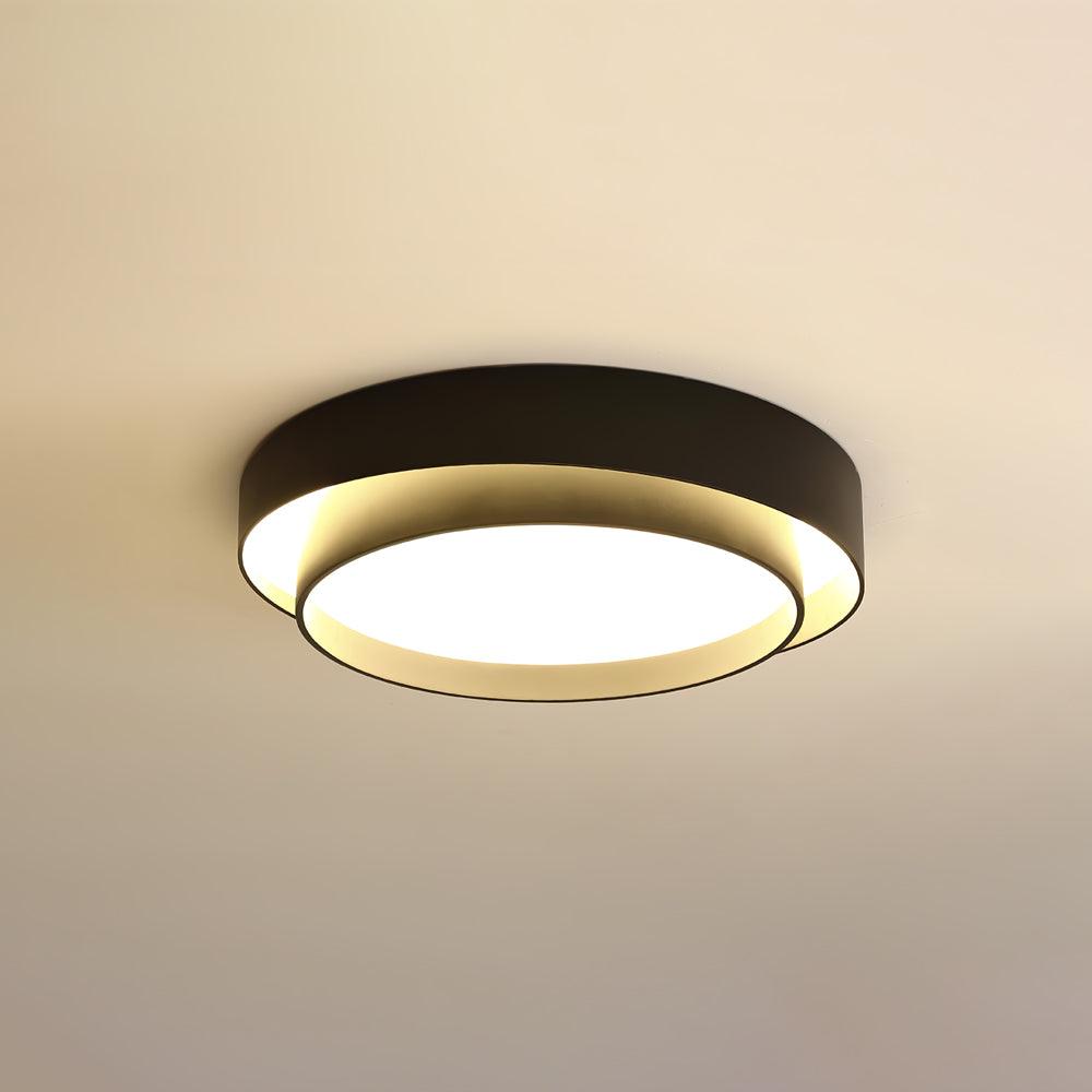 Flush Mount Ceiling Light Iron Metal Acrylic | Double Layer Cylinder Design | Integrated LED Energy Efficient Interior Lamp