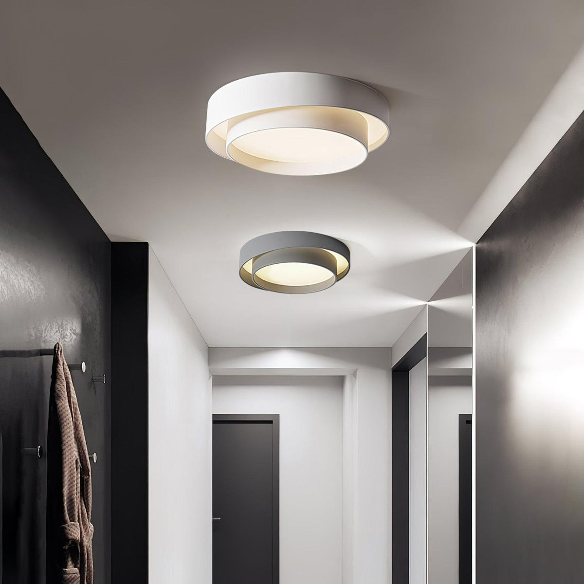 Flush Mount Ceiling Light Iron Metal Acrylic | Double Layer Cylinder Design | Integrated LED Energy Efficient Interior Lamp