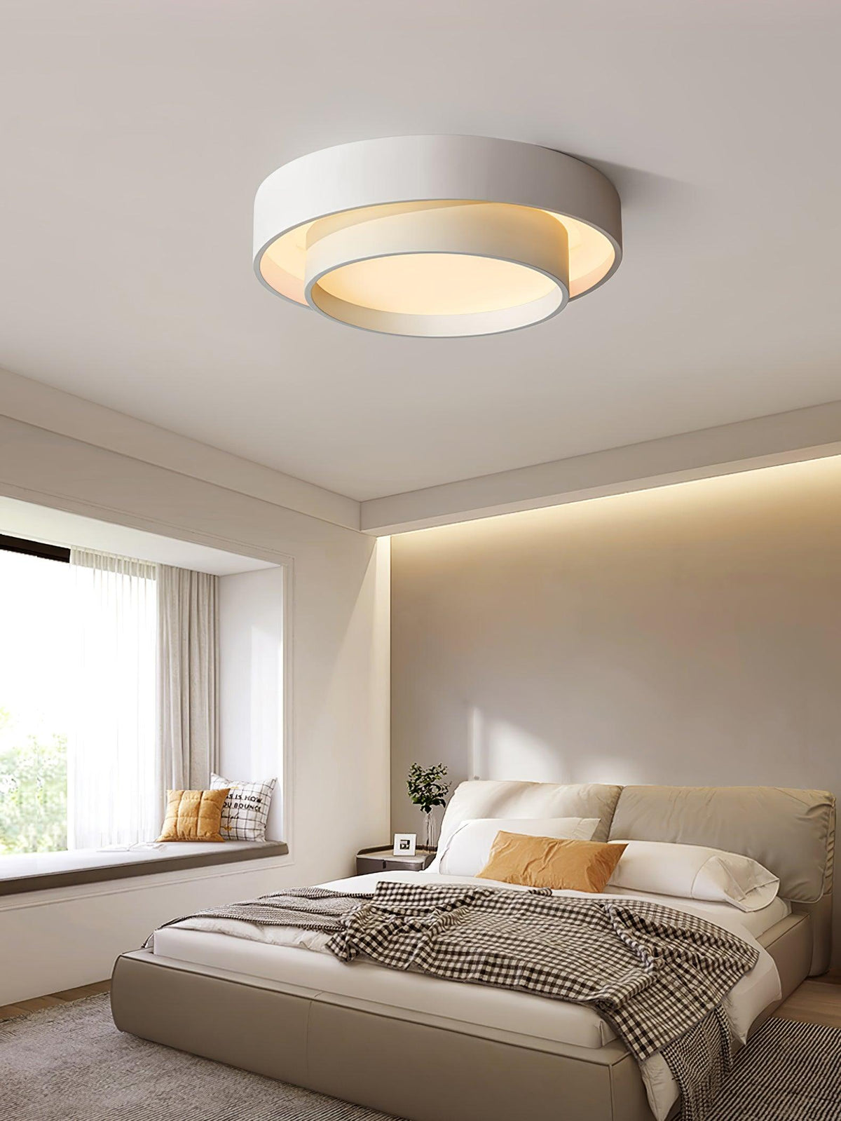 Flush Mount Ceiling Light Iron Metal Acrylic | Double Layer Cylinder Design | Integrated LED Energy Efficient Interior Lamp