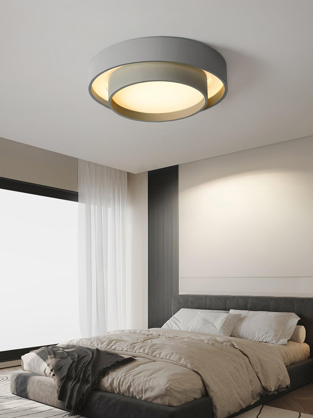 Flush Mount Ceiling Light Iron Metal Acrylic | Double Layer Cylinder Design | Integrated LED Energy Efficient Interior Lamp