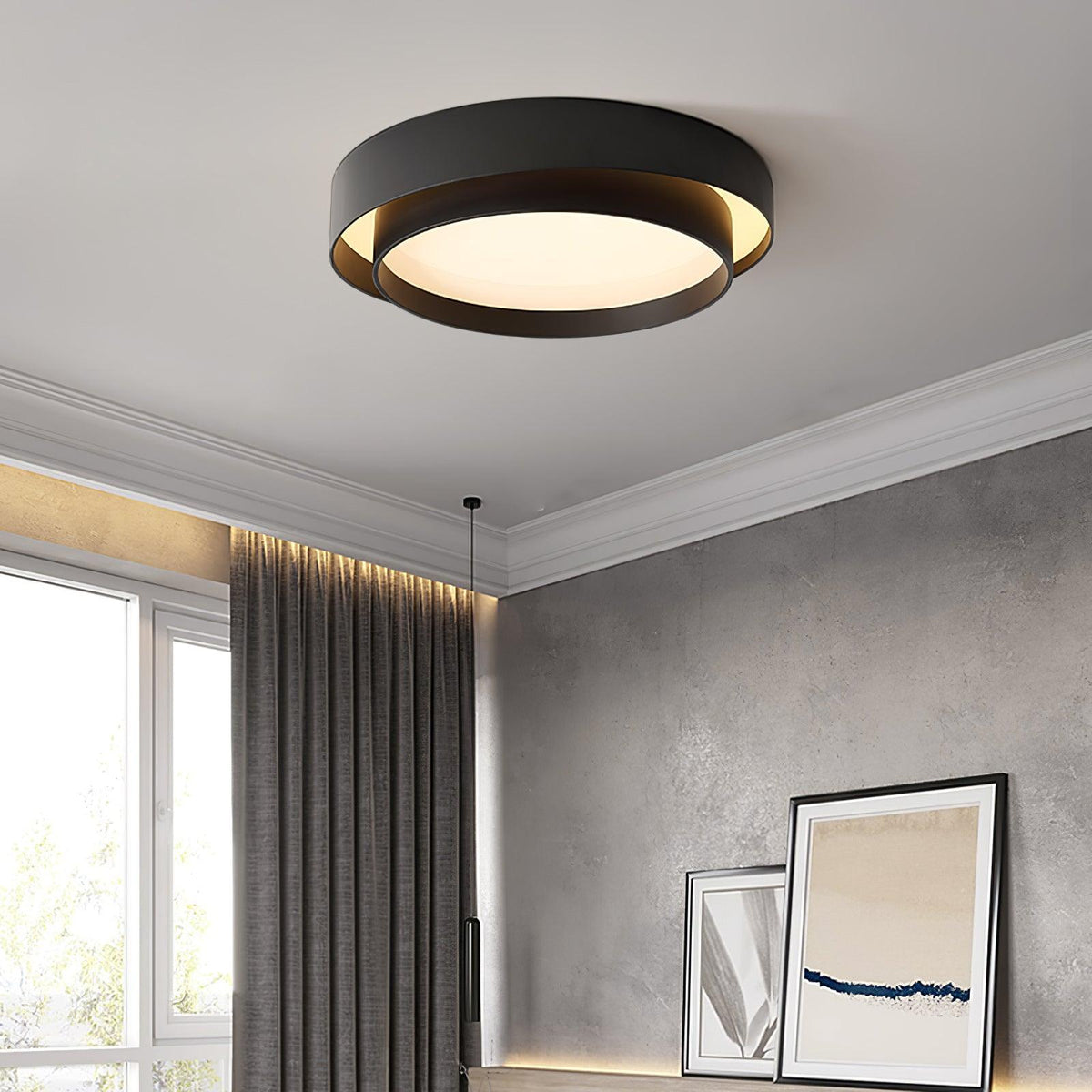 Flush Mount Ceiling Light Iron Metal Acrylic | Double Layer Cylinder Design | Integrated LED Energy Efficient Interior Lamp