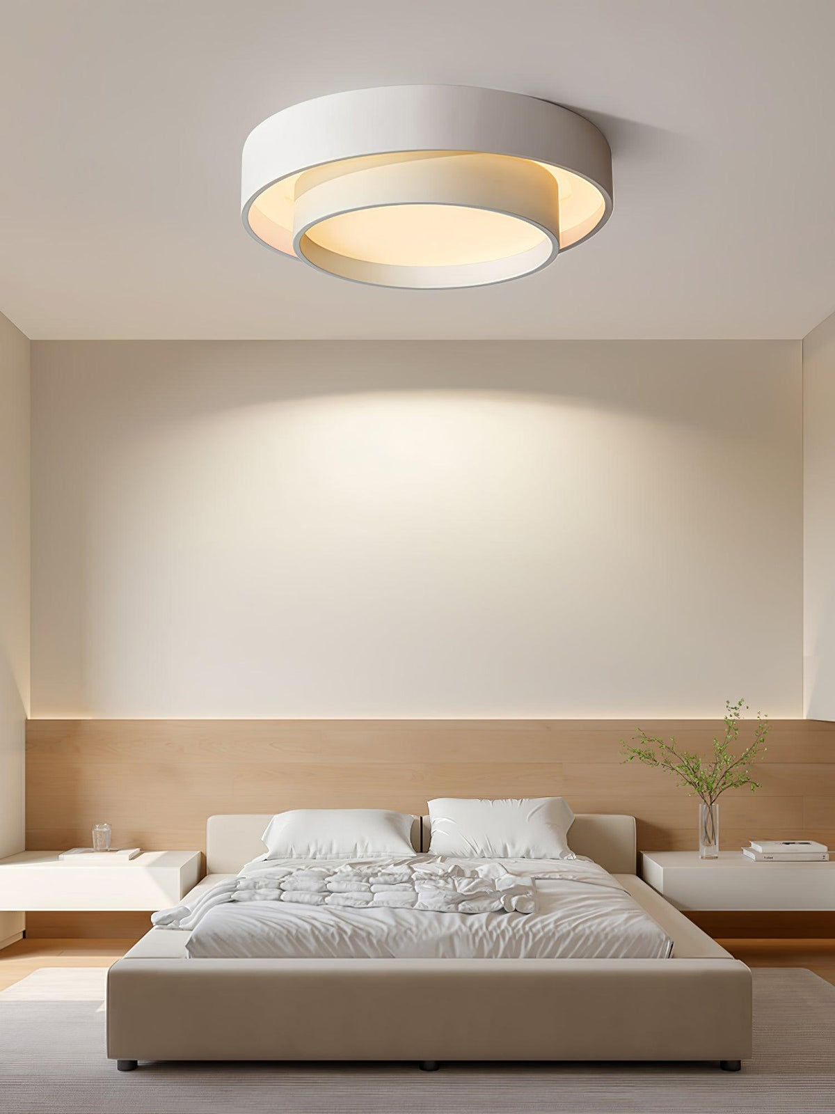 Flush Mount Ceiling Light Iron Metal Acrylic | Double Layer Cylinder Design | Integrated LED Energy Efficient Interior Lamp