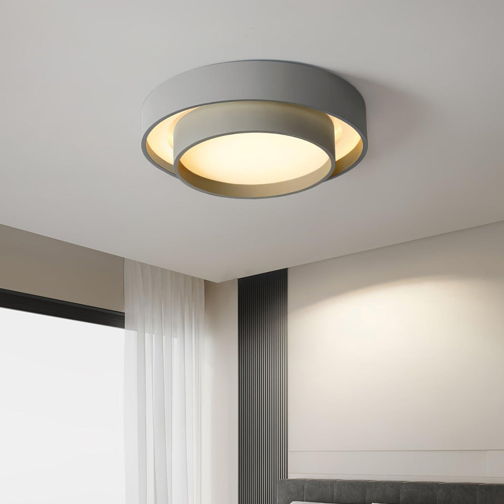 Flush Mount Ceiling Light Iron Metal Acrylic | Double Layer Cylinder Design | Integrated LED Energy Efficient Interior Lamp