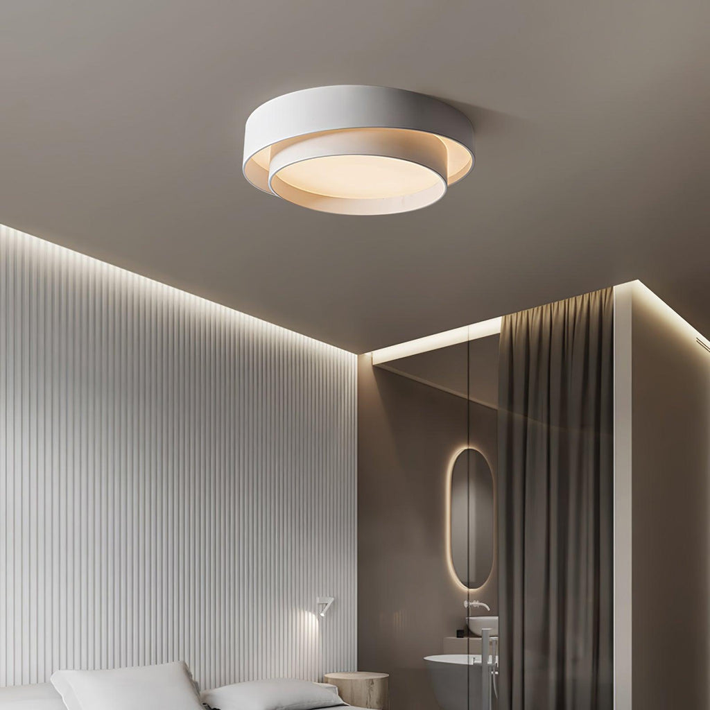Flush Mount Ceiling Light Iron Metal Acrylic | Double Layer Cylinder Design | Integrated LED Energy Efficient Interior Lamp
