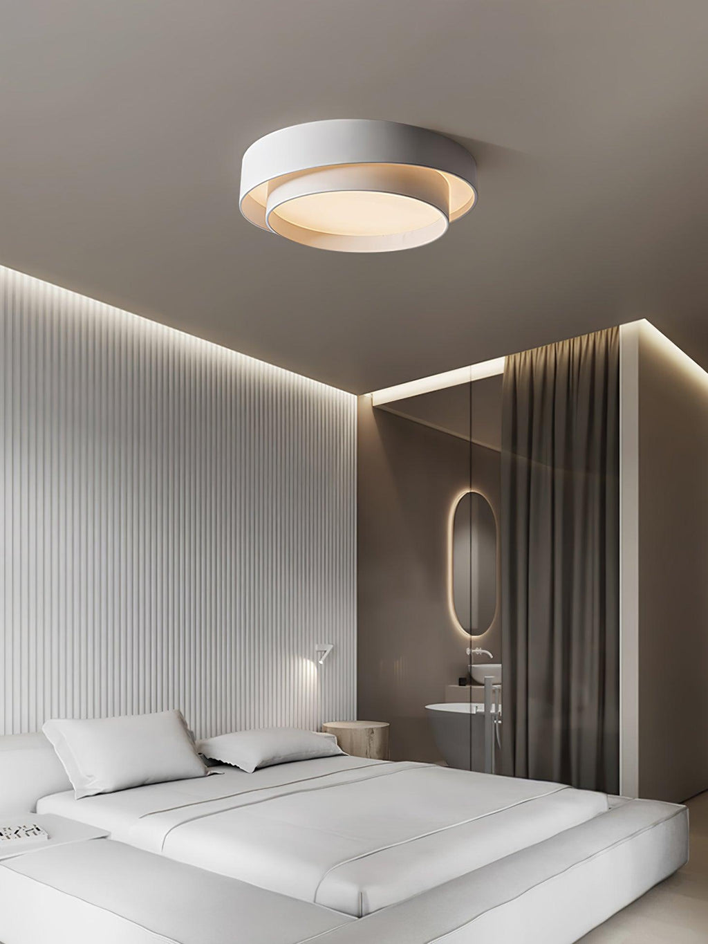 Flush Mount Ceiling Light Iron Metal Acrylic | Double Layer Cylinder Design | Integrated LED Energy Efficient Interior Lamp